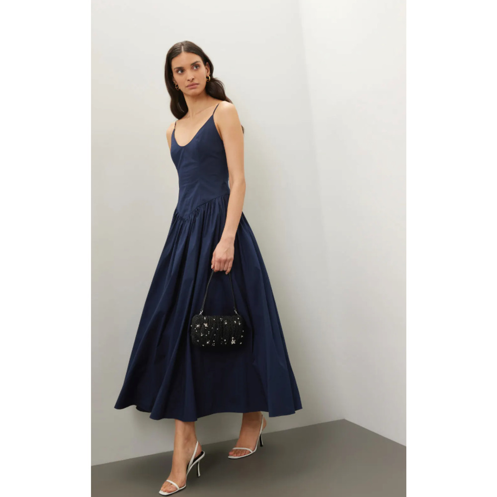 Staud Dena Blue Cotton Dress ize 4 - Picture 2 of 9